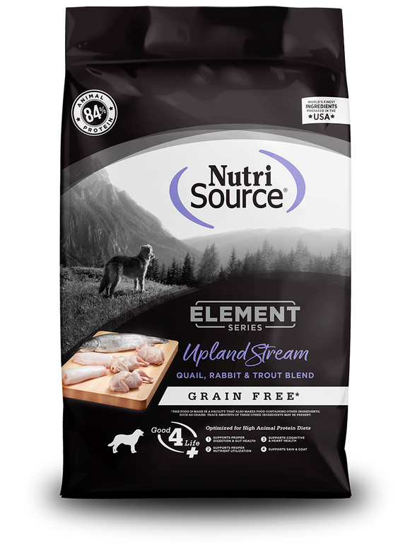 NutriSource® Upland Stream Recipe Grain Free Quail, Rabbit, & Trout Blend Dog Food (12 LB)