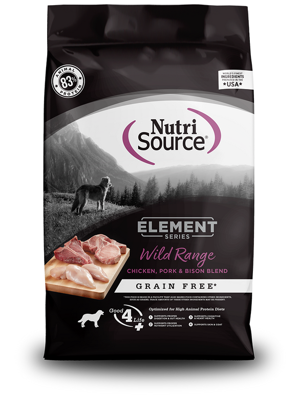NutriSource® Wild Range Recipe Grain Free Chicken, Pork & Bison Blend Dog Food