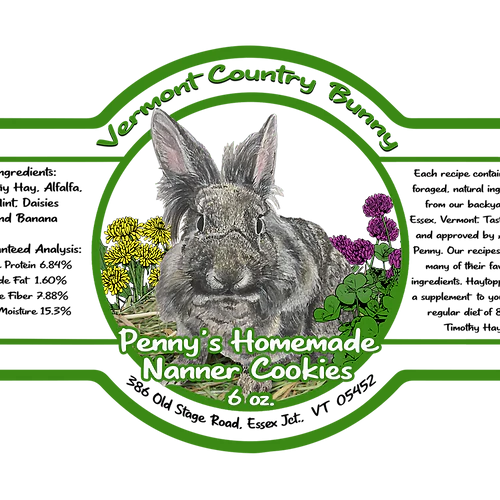 Vermont Country Bunny Penny's Homemade Nanner Cookies Small Animal Treats