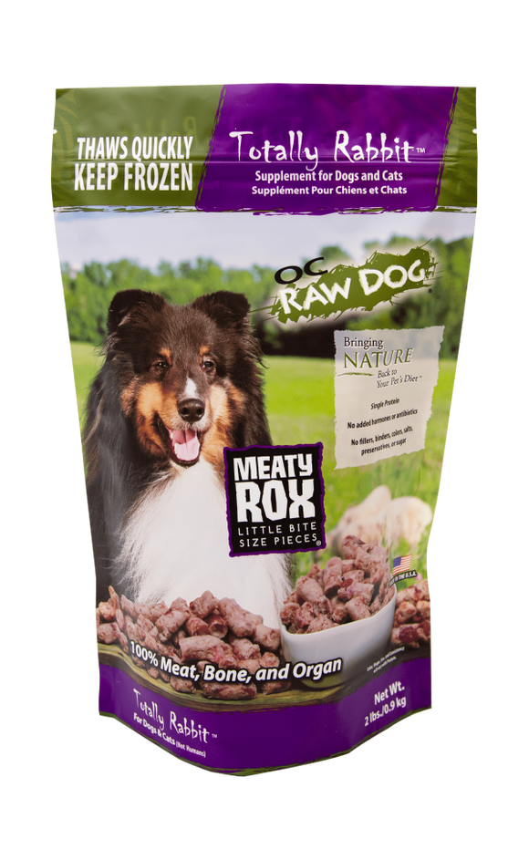 OC Raw Dog Frozen Totally Rabbit Meaty Rox (2 Lb. Meaty Rox)