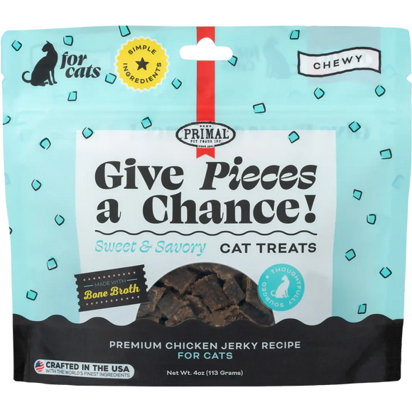 Primal Pet Foods Give Pieces a Chance Jerky Treats for Cats Chicken Recipe