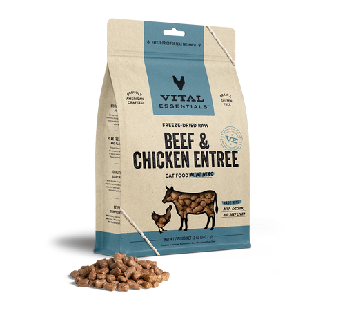 Vital Essentials Freeze-Dried Raw Beef & Chicken Entree Mini Nibs Cat Food (12 oz)
