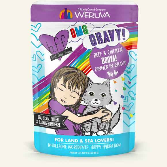 Weruva BFF Oh My Gravy Booya Grain Free Beef & Chicken in Gravy Cat Food Pouch