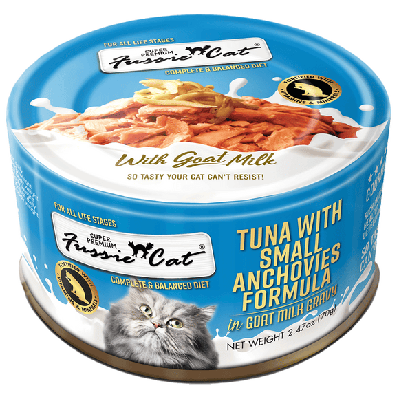 Fussie Cat Tuna with Small Anchovies Formula in Goat Milk Gravy