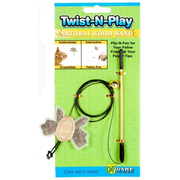 TWIST-N-PLAY NATURAL WOOD WAND CAT TOY